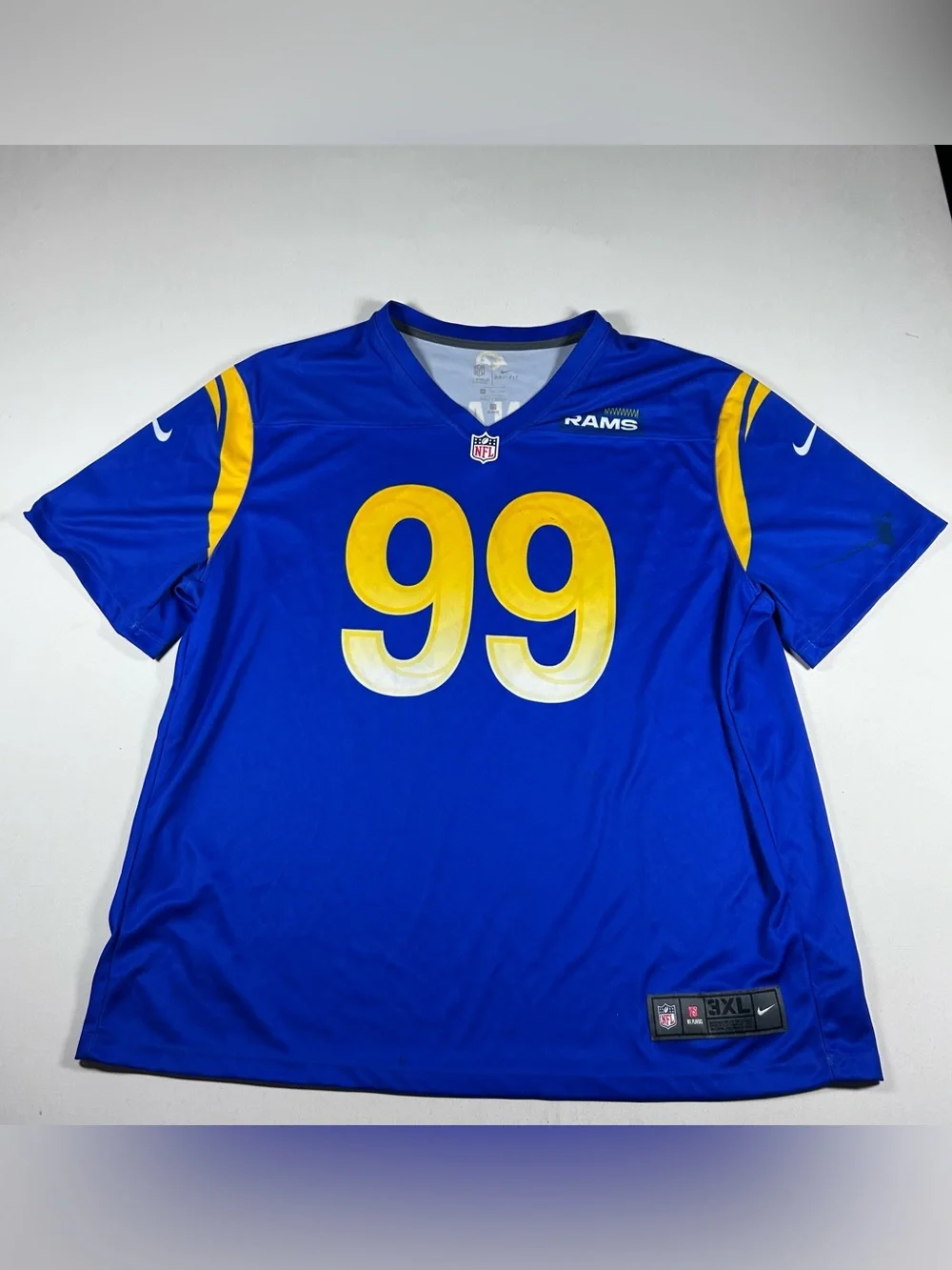 Nike Men's Los Angeles Rams Aaron Donald #99 NFL Jersey Blue Yellow Size 3XL